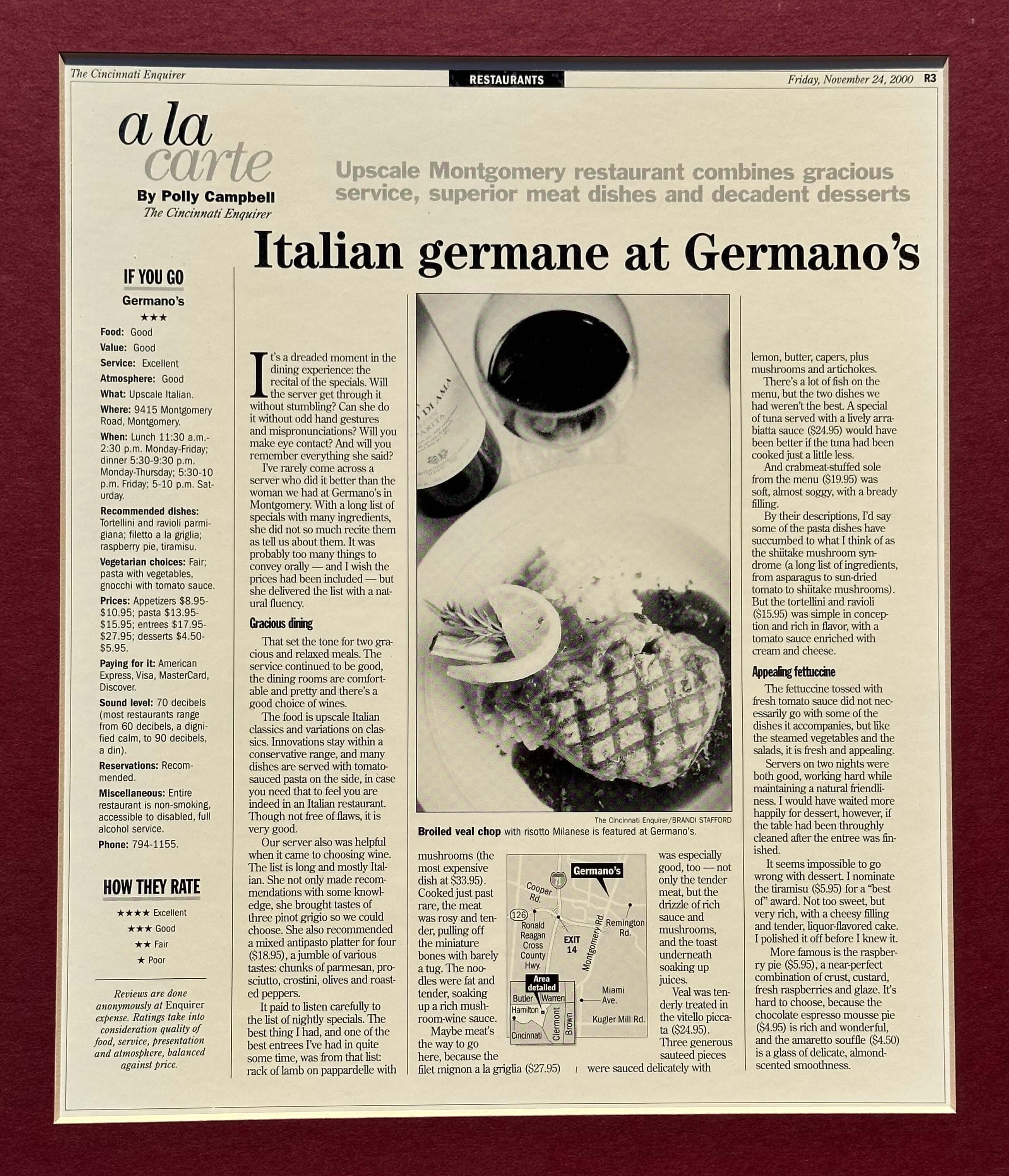 Germanos 2000 Cincinnati Enquirer Review article